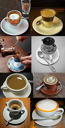 Verschillende vormen van een kopje koffie